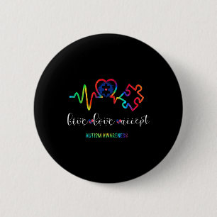 Badge Rond 5 Cm Vivez Amour Acceptez la sensibilisation à l'autism