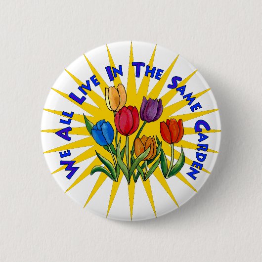 Badge Rond 5 Cm Vivez dans le jardin de paix (Devant)