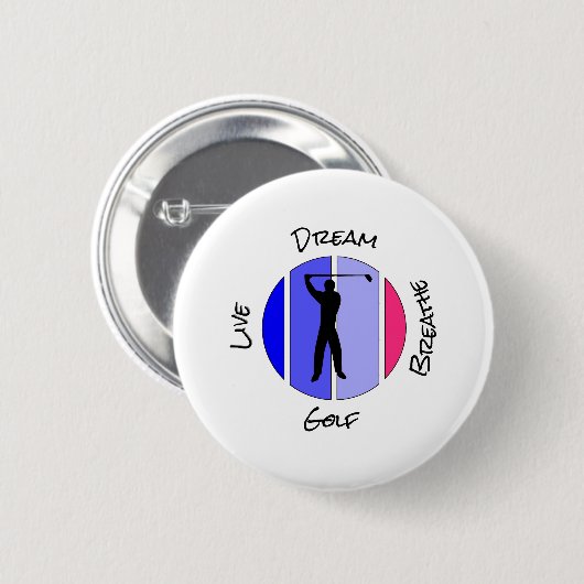Badge Rond 5 Cm Vivez, rêvez, respirez golf (Devant & derrière)