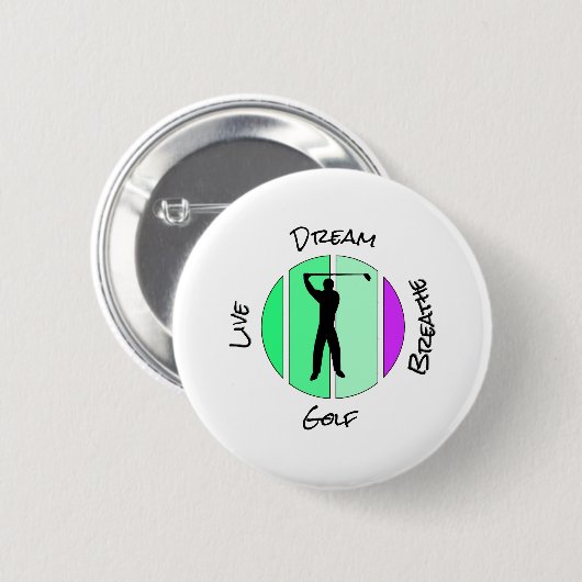 Badge Rond 5 Cm Vivez, rêvez, respirez golf (Devant & derrière)