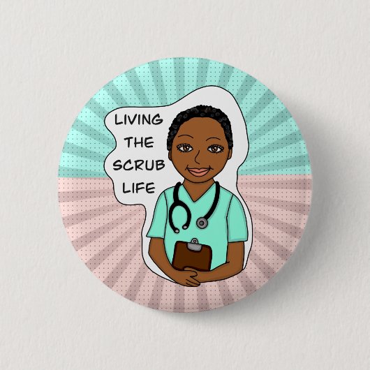 Badge Rond 5 Cm Vivre la vie de l'épouvantail | Infirmière, aidant (Devant)