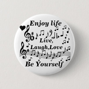 Badge Rond 5 Cm Vivre, Rire, Amour_