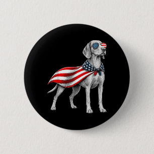 Badge Rond 5 Cm Vizsla 4 juillet Drapeau américain chien patriotiq