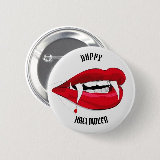 Badge Rond 5 Cm Vladdy Vampire Fangs dents lèvres (Devant & derrière)