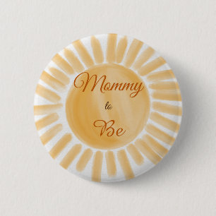 Badge Rond 5 Cm Voici Son Jaune soleil Baby shower Mère