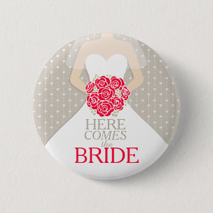 Badge Rond 5 Cm Voici venir la répétition de jeune mariée épou