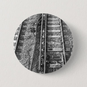 Badge Rond 5 Cm Voies ferrées, image noire et blanche