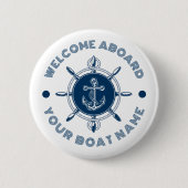 Badge Rond 5 Cm Voigée bleu et blanc marine blanc et ancre de bate (Devant)