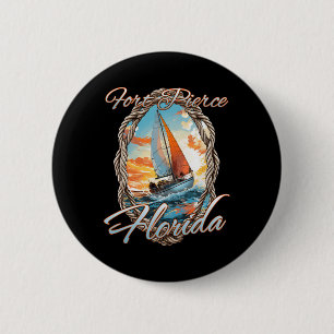 Badge Rond 5 Cm Voile Fort Pierce Floride Mer Et Soleil Pour M