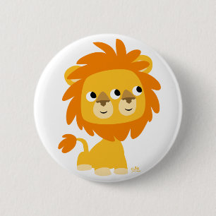 Badge Rond 5 Cm Voir Double Mignonne Dessin Cartoon Bouton Lion Ba