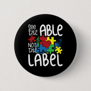 Badge Rond 5 Cm Voir La Capacité Pas Le Étiquette Puzzle Autisme A