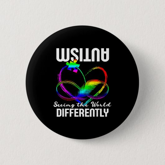 Badge Rond 5 Cm Voir le monde différemment sensibilisation à l'aut (Devant)