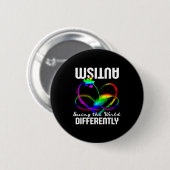 Badge Rond 5 Cm Voir le monde différemment sensibilisation à l'aut (Devant & derrière)