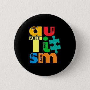 Badge Rond 5 Cm Voir les capables et non l'étiquette T-shirt de se