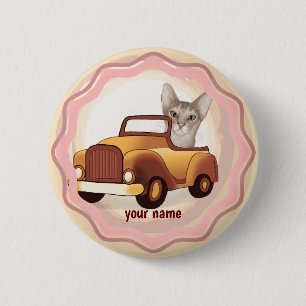 Badge Rond 5 Cm Voiture Abyssinian Chat