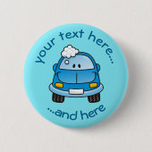 Badge Rond 5 Cm Voiture bleue avec bulles Pinback Button (Devant)