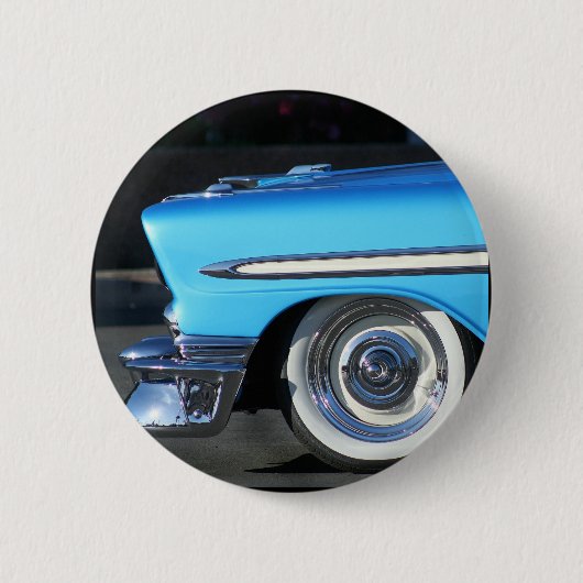 Badge Rond 5 Cm Voiture classique bleue (Devant)
