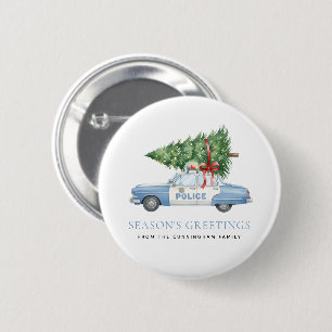 Badge Rond 5 Cm Voiture de Noël d'agent de police moderne personna