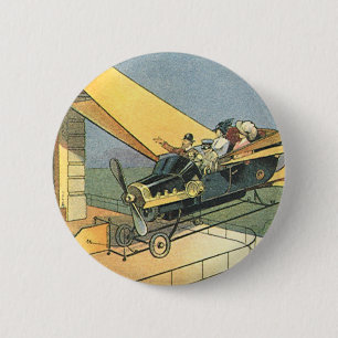 Badge Rond 5 Cm Voiture décapotable Steampunk de science-fiction v