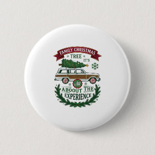 Badge Rond 5 Cm Voiture familiale de Noël Couronne de pin
