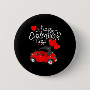 Badge Rond 5 Cm Voiture Rouge Avec Des Cœurs Cadeaux De Saint-Vale