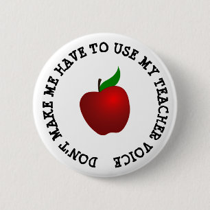 Badge Rond 5 Cm Voix drôle de professeur et bouton d'Apple