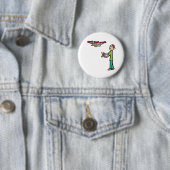 Badge Rond 5 Cm Vol de drone (En situation)