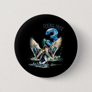 Badge Rond 5 Cm Vol en 3 Chasse de canard 3e fête d'anniversaire 3