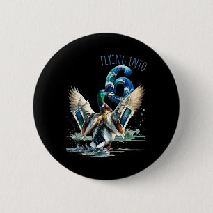 Badge Rond 5 Cm Vol en 6 Chasse de canard 6e fête d'anniversaire 6