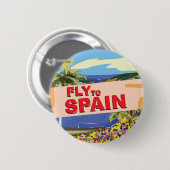 Badge Rond 5 Cm Vol vers l'Espagne (Devant & derrière)
