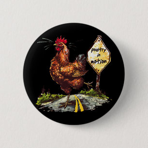 Badge Rond 5 Cm Volaille en mouvement drôle coq ferme de poulets A