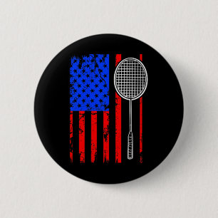Badge Rond 5 Cm Volant de badminton drapeau américain