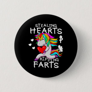 Badge Rond 5 Cm Voler des cœurs et déchirer des pets drôle de Sain