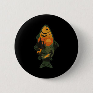 Badge Rond 5 Cm Volet truite Pêche Forêt Extérieure Nature Faune S