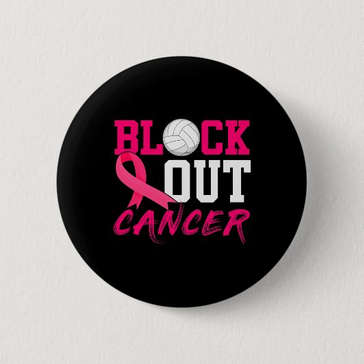 Badge Rond 5 Cm Volleyball Cancer du sein Sensibilisation Bloquer  (Devant)
