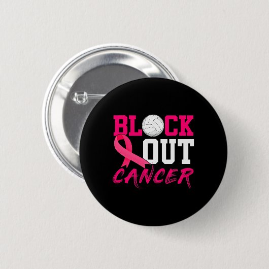 Badge Rond 5 Cm Volleyball Cancer du sein Sensibilisation Bloquer  (Devant & derrière)