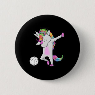 Badge Rond 5 Cm Volleyball Dabbing Unicorn Funny Dab Dance Spoport