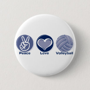 Badge Rond 5 Cm Volleyball d'amour de paix