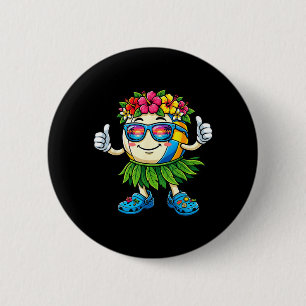 Badge Rond 5 Cm Volleyball Hawaïen Plage Tropicale Été Hawaï