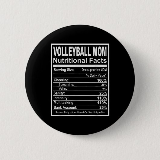 Badge Rond 5 Cm Volleyball Maman Faits nutritionnels (Devant)