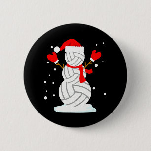 Badge Rond 5 Cm Volleyball Snowman Funny Noël s
