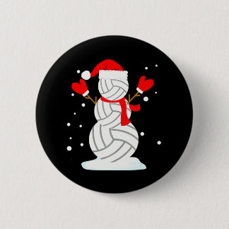 Badge Rond 5 Cm Volleyball Snowman Funny Noël s