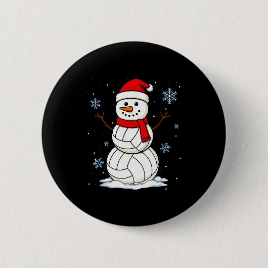 Badge Rond 5 Cm Volleyball Snowman Merry Christmas Funny Srts Xmas (Devant)