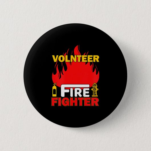 Badge Rond 5 Cm Volnteer Firefighter Fireman Gift Proud Firefighte (Devant)