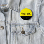 Badge Rond 5 Cm Volontaire Jaune Ici Pour Aider (En situation)