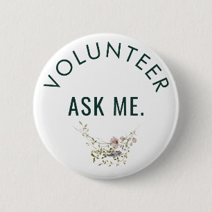 Badge Rond 5 Cm Volontaire Me Demander Floral Minimalist Custom