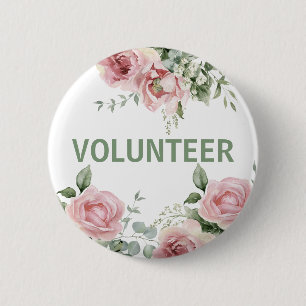 Badge Rond 5 Cm Volontaire rose floral