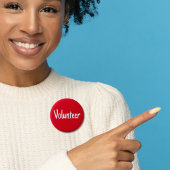 Badge Rond 5 Cm Volontaire simple rouge et blanc
