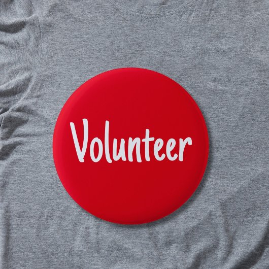 Badge Rond 5 Cm Volontaire simple rouge et blanc