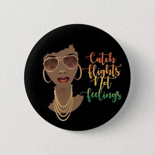 Badge Rond 5 Cm Vols Captifs Pas Sentiments, Femme Noire (Devant)
